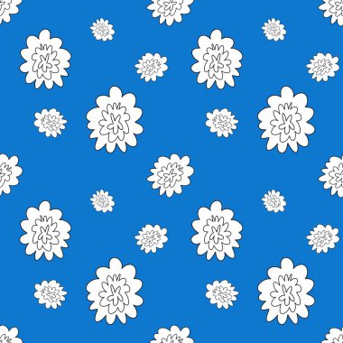 Çiçek soyut basit çizgiler neon mavisi dikişsiz desen. Dijital bir çizim. El yapımı ve izole edilmiş. Tasarım, kumaşlar, baskılar, tekstil, kartlar, davetiyeler, afişler, kuponlar için kullanılacak.