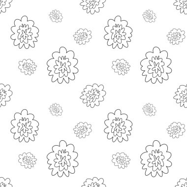 Çiçek soyut basit çizgiler şirin, kusursuz desenler. Dijital bir çizim. El yapımı ve izole edilmiş. Tasarım, kumaşlar, baskılar, tekstil, kartlar, davetiyeler, afişler, kuponlar için kullanılacak