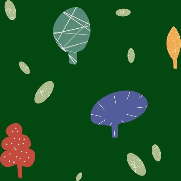 Träd Färgglada Strukturerad Abstrakt Grön Sömlös Mönster Digital Illustration Handdragen — Stockfoto