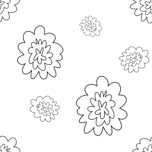 Цветок Абстрактные Простые Линии Мило Весело Бесшовный Узор Цифровая Иллюстрация — стоковое фото