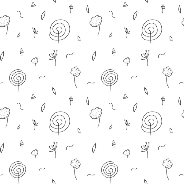 Flowers Spiral Doodle Simple Fun Cute Seamless Pattern Digital Illustration — Stock Photo, Image