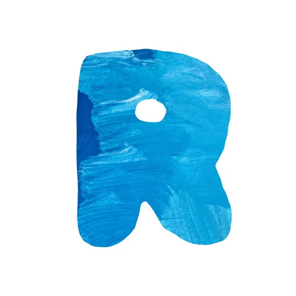 Letra Alfabeto Mayúscula Azul Texturizado Recortado Líneas Decoradas Trazos Marcas —  Fotos de Stock