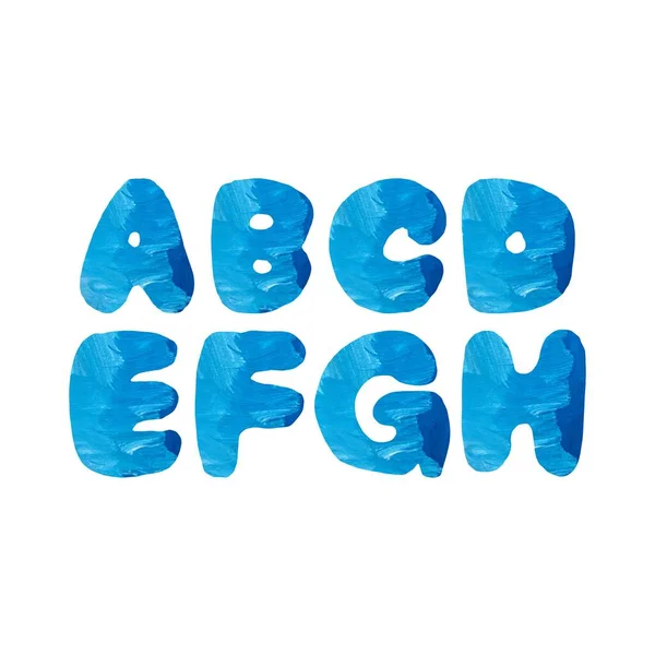 Carta Alfabeto Maiúsculo Azul Texturizado Cortar Papel Linhas Decoradas Traços — Fotografia de Stock