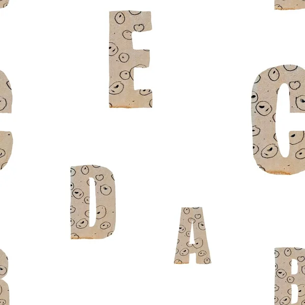 알파벳 베이지색 간단한 장식된 고우치 미디어 일러스트레이션 추상적인 스크립블과 디자인 — 스톡 사진