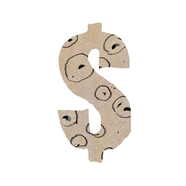 Δολάριο Εικονίδιο Μπεζ Χέρι Σχέδιο Ακουαρέλα Εικόνα Γκουάς Διακοσμημένες Γραμμές — Φωτογραφία Αρχείου
