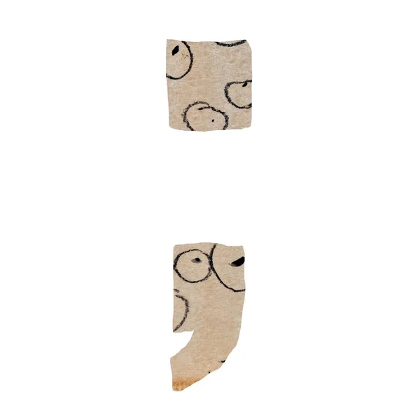 Semicolon Mão Bege Desenhado Ilustração Guache Aquarela Linhas Decoradas Traços — Fotografia de Stock