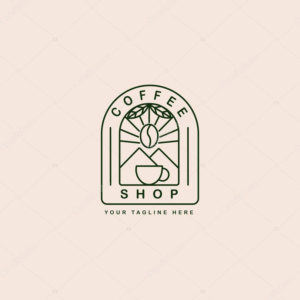 Coffee shop minimalist line art logo design.