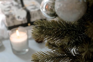 Noel Bokeh etkisi arka plan, Noel süslemeleri.