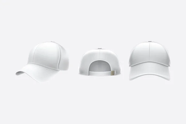 Baseball Čepice Přední Zadní Boční Pohled Izolované Baseball Čepice Bílá — Stockový vektor