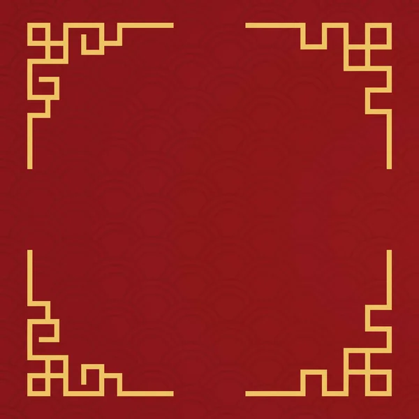 Kırmızı arkaplanda Çin desenli bir süs.