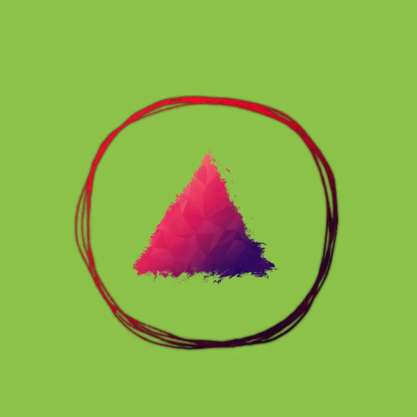 Rode Driehoek Logo Rode Cirkel Groene Achtergrond — Stockfoto