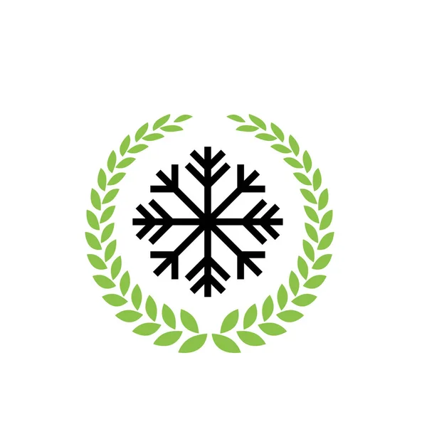 Folha Verde Ramo Logotipo Preto Médio Branco Fundo — Fotografia de Stock