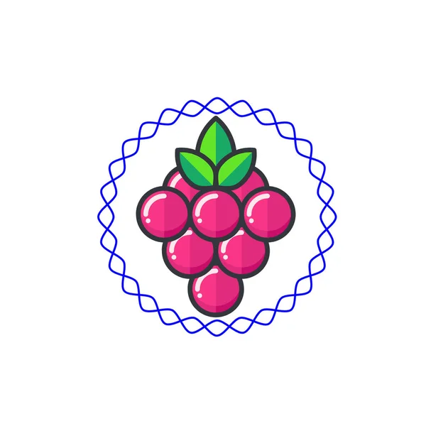 Niebieskie Koło Logo Czerwone Winogrona Zielone Liścieniebieskie Koło Logo Czerwone — Zdjęcie stockowe