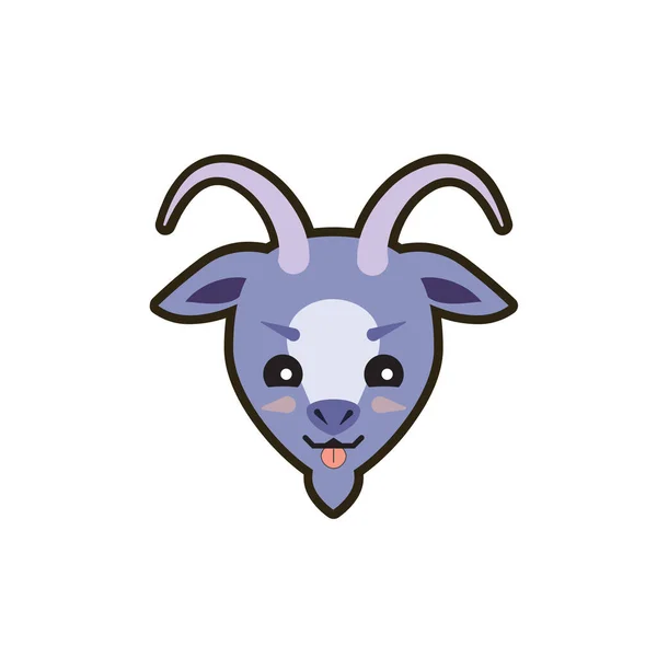 cute animal face with horns and eyes vector illustration design
