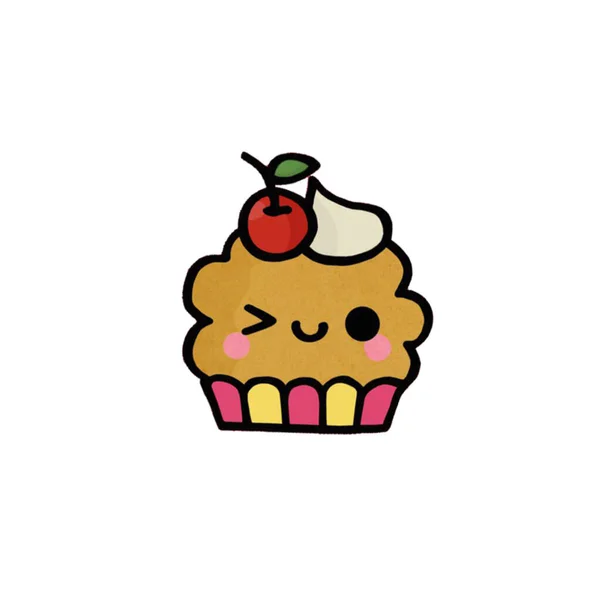 Sobremesa Doce Cupcake Ilustração Vetor Sobre Fundo Branco Elementos Desenhados — Fotografia de Stock