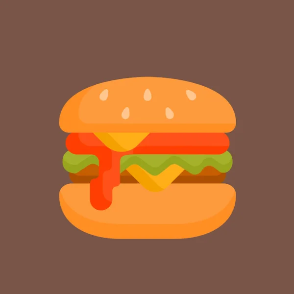 Ikona Hamburgera Płaska Ilustracja Ikon Wektora Burger Dla Sieci — Zdjęcie stockowe