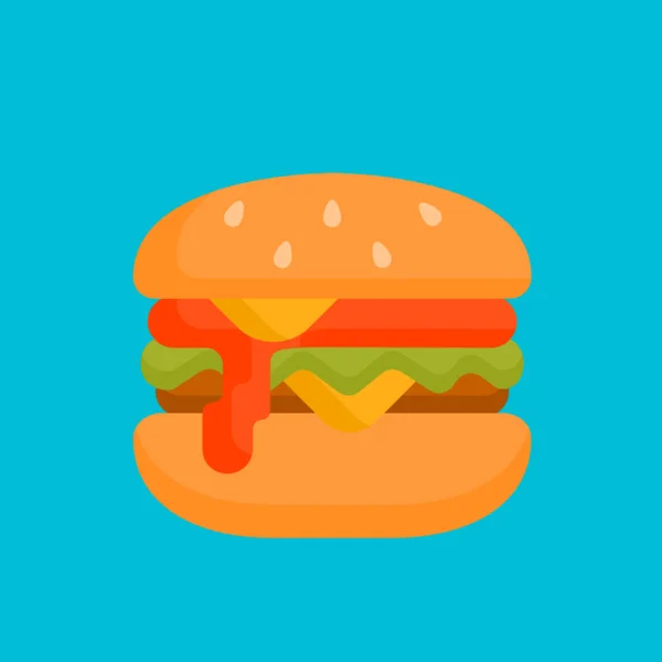 Een Hamburger Icoon Platte Illustratie Van Burger Vector Pictogrammen Voor — Stockfoto