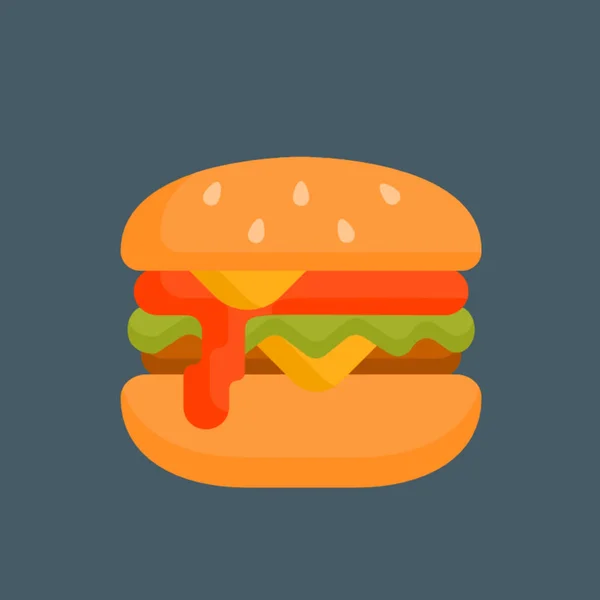 Hamburger Simgesi Düz Tasarım Vektör Çizim — Stok fotoğraf