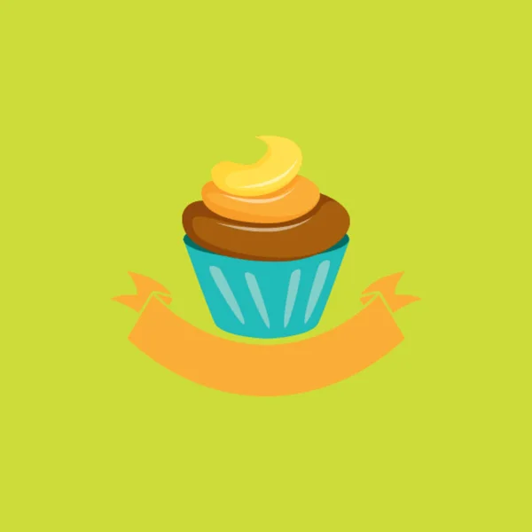 Cupcake Mit Schokolade Und Sahne Vektorillustration — Stockfoto