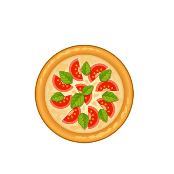 Pizza Med Tomatsås Och Tomater Isolerad Vit Bakgrund Ovanifrån — Stockfoto