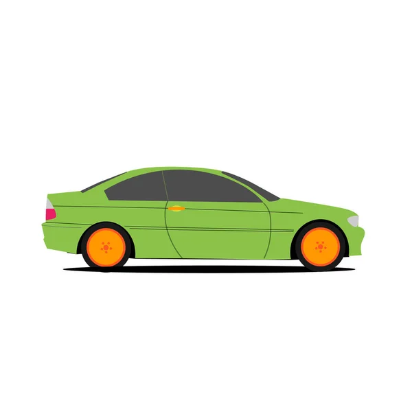 绿色汽车图标 轿车矢量标志设计的平面图解 — 图库照片