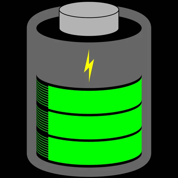 Battery Cell Fully Loaded Green Status Bar — Stock Vector