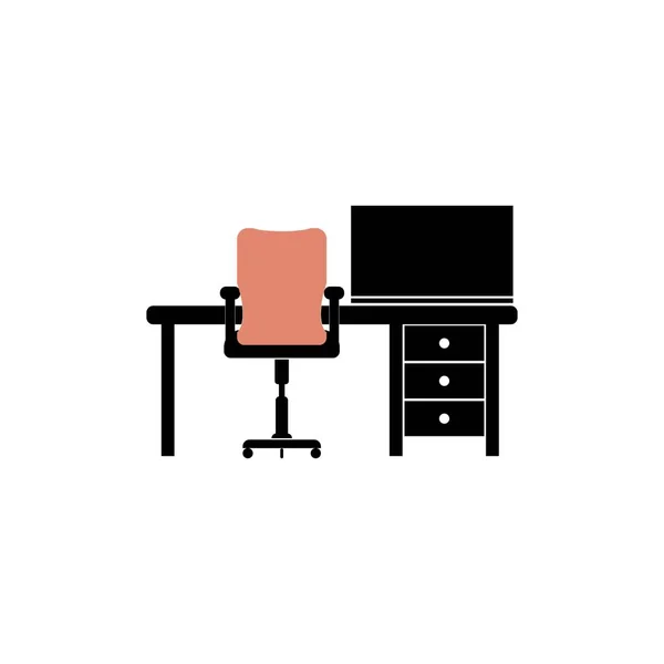 Office Desk Icon Vector Illustration Symbol Design — Stockový vektor