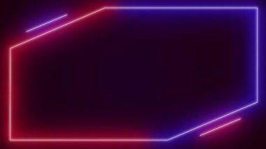 İçerik oluşturma için karanlık bir gradyan arkaplan karşısındaki soyut neon parlayan çerçeve canlandırması