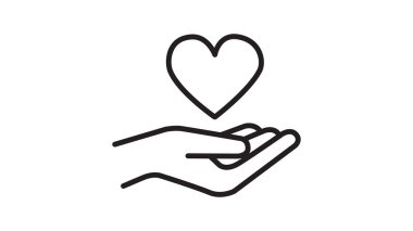 Beyaz arka planda vektör çizimi. Kalp çizgisi simgesi. Web sitesi tasarımı için yüksek kaliteli siyah anahat logosu.