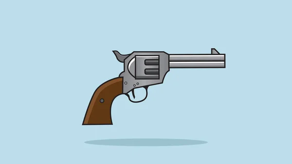 Revolver Düz Vektör Çizimi Siyah Silah Izole Edilmiş Klipsli Polis — Stok fotoğraf