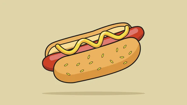Hot Dog Met Mosterdsaus Platte Vector Illustratie — Stockfoto