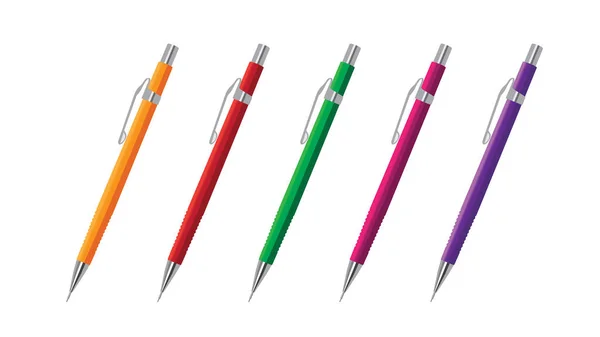Set Van Kleurrijke Mechanische Pen Vector Illustratie — Stockfoto