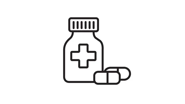 Receptbelagd Läkemedelsflaska Med Redigerbar Stroke Vector Illustration Medicin Flaska Ikon — Stockfoto