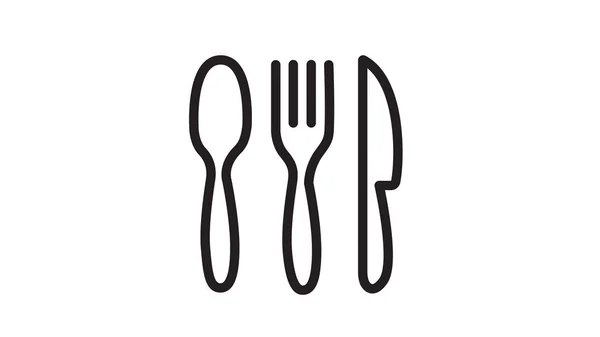 Fork Knife Vector Icon Illustration Line Editable Stroke — Stock Photo, Image