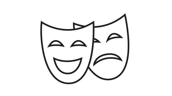 Comedia Tragedia Teatro Línea Icono Máscaras Vector Ilustración — Foto de Stock