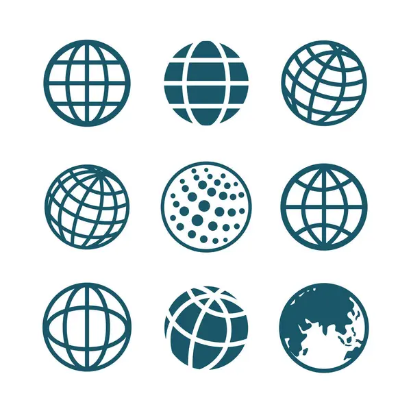 stock vector Globe grid line icons set, geography earth globe planet vector illustration