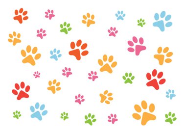 Renkli kedi ya da köpek pençesi iz vektör arkaplanı