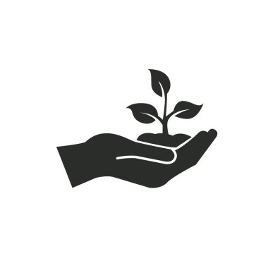 El simgesi vektör illüstrasyonunda bitki