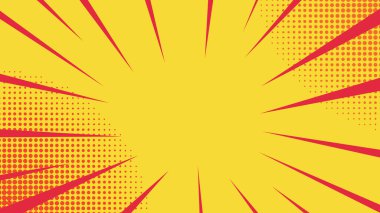 Sarı vektör arkaplanlı Pop Art retro çizgi filmi