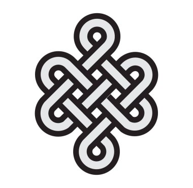 Uzun ömürlü ve sağlıklı sonsuz düğüm, iyi şans işareti Feng Shui vektör çizimi.