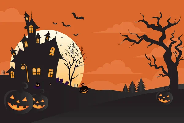 Halloween Fond Plat Vecteur Illustration — Image vectorielle