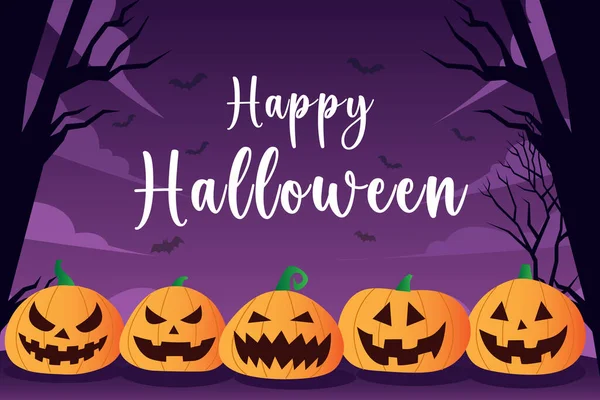 Joyeux Halloween Avec Fond Vectoriel Illustration Citrouilles — Image vectorielle