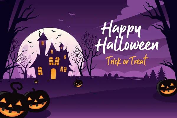 Joyeux Halloween Tour Traiter Vectoriel Illustration Fond — Image vectorielle