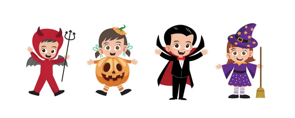 Felice Halloween Carino Bambini Personaggio Vettoriale Illustrazione — Vettoriale Stock