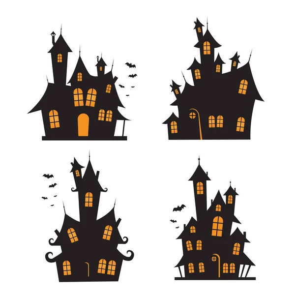 Illustration Vectorielle Maison Hantée Halloween Isolée Sur Fond Blanc — Image vectorielle