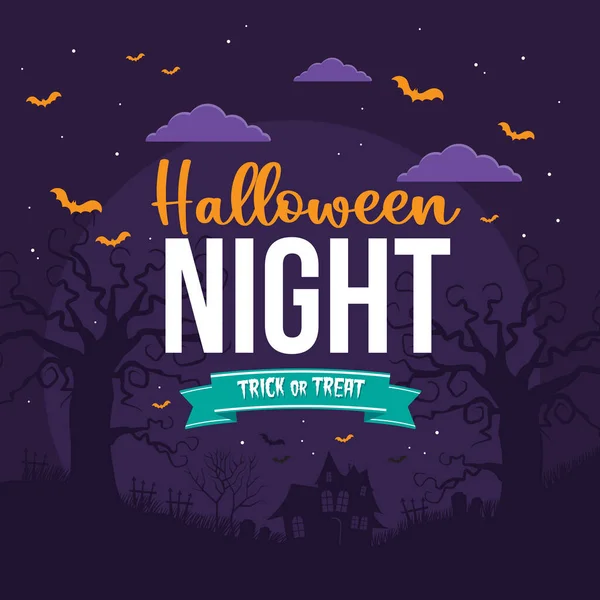 Halloween Nuit Vectoriel Illustration Fond — Image vectorielle