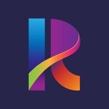 Modern R harfi geometrik renkli logo vektörü