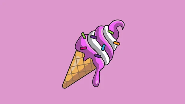 Ice Cream Vanilla Cone Vector Illustration — Stock Vector