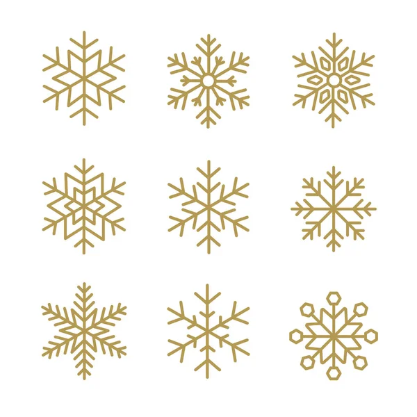 スノーフレーククリスマスデザインベクターイラストのゴールド高級セット — ストックベクタ