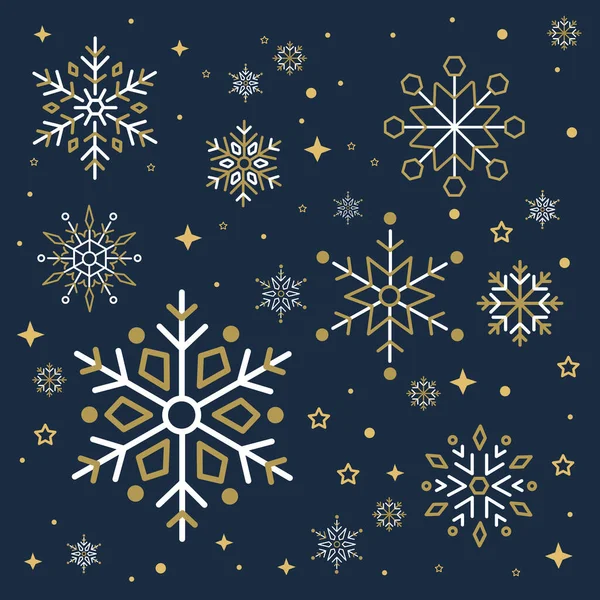 Luksusowy Zestaw Płatków Śniegu Christmas Design Tło Wektor Ilustracja — Wektor stockowy